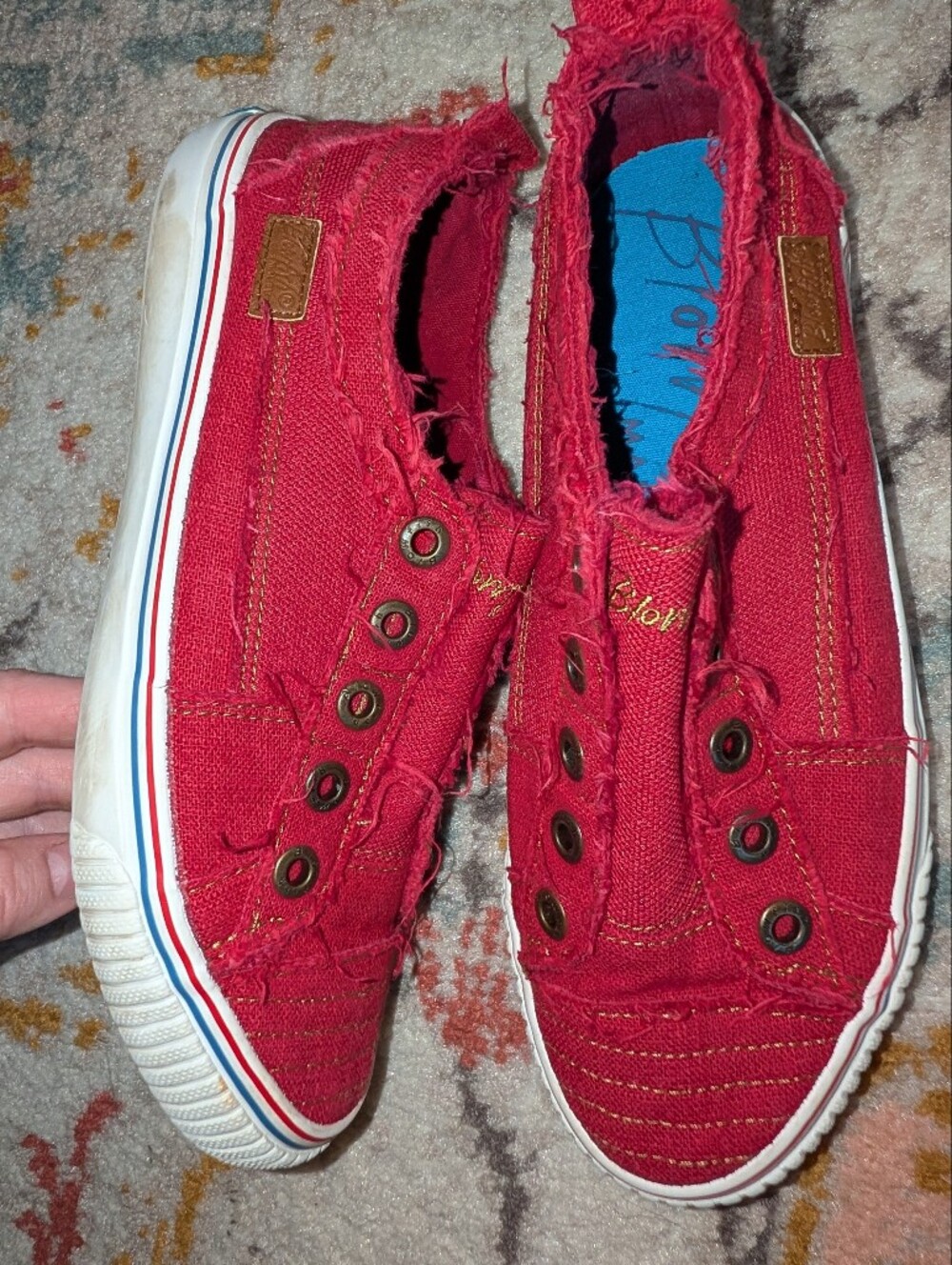 Blowfish Women's 8.5 Red Slip-On Canvas Casual Sneakers